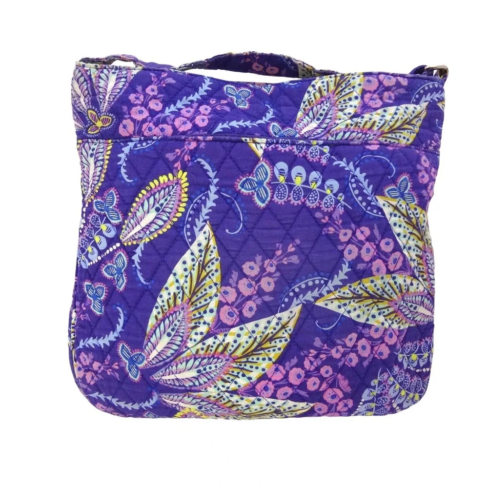 Vera Bradley Triple Zip Hipster Crossbody Bag Purple Paisley in Paradise Quilted
